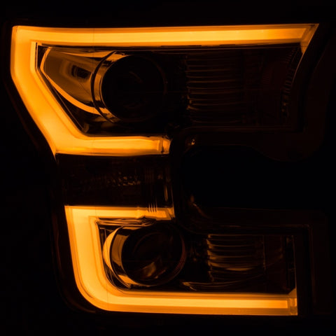 ANZO 2015-2017 Ford F-150 Projector Headlights w/ Plank Style Switchback Chrome w/ Amber - 111358