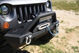 DV8 Offroad 07-18 Jeep Wrangler JK/JL FS-15 Steel Stubby Front Bumper w/ Fog Lights - FBSHTB-15