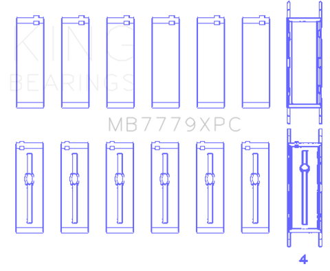 King Engine Bearings BMW B58B30A (Size 0.25) Coated Performance Main Bearing Set - MB7779XPC0.25