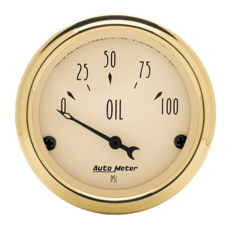 AutoMeter Gauge Oil Press 2-1/16in. 100PSI Elec Golden Oldies - 1528