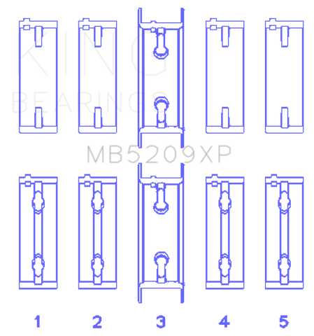 King Mitsubishi 4G63/4G64 7 Bolt 2nd Gen DSM and EVO I-IV (Size STDX) Performance Main Bearing Set - MB5209XPSTDX