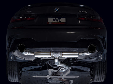 AWE 19-23 BMW 330i / 21-23 BMW 430i Base G2X Touring Axle Back Exhaust - Diamond Black - 3015-33429