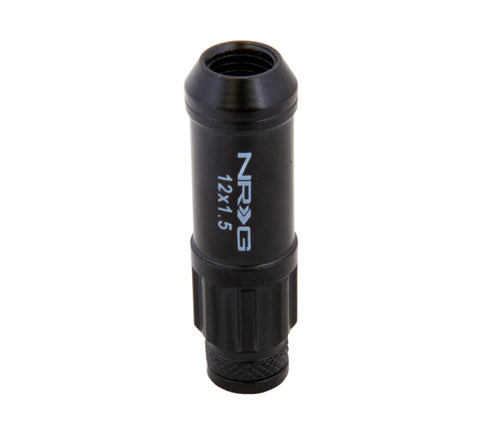 NRG 700 Series M12 X 1.5 Steel Lug Nut w/Dust Cap Cover Set 21 Pc w/Locks & Lock Socket - Black - LN-LS700BK-21