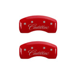 MGP 4 Caliper Covers Engraved Front & Rear Cursive/Cadillac Red finish silver ch - 35021SCADRD
