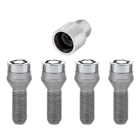 McGard Wheel Lock Bolt Set - 4pk. (Cone Seat) M14X1.5 / 17mm Hex / 29.0mm Shank Length - Chrome - 27181