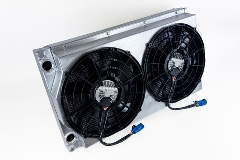 CSF Motorsport Radiator with Shroud - 14in SPAL Brushless Fans - Harnesses - 8374