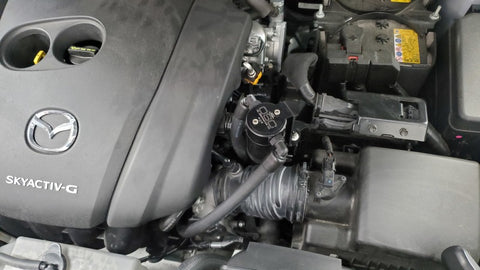 J&L 14-22 Mazda CX5 2.5L Non-turbo Driver Side 3.0 Oil Separator Kit - Black Anodized - 3111D-B