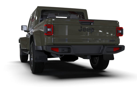 Rally Armor 19-25 Jeep JT Gladiator (Mojave/Rubicon) Black Mud Flap w/Metallic Black Logo - MF104-BLK-MBK