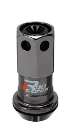 Project Kics R40 Iconix 12x1.50 Black Lug Nut (Black Seat) - 1pc - WZRI1KK