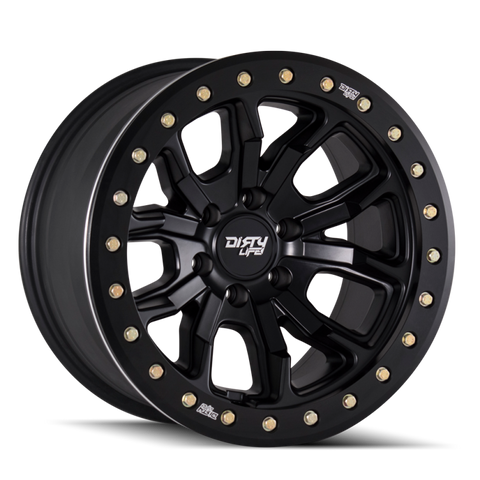 Dirty Life 9303 DT-1 17x9/8x165.1 BP/-12mm Offset/130.8mm Hub Matte Black Wheel - Beadlock - 9303-7981MB