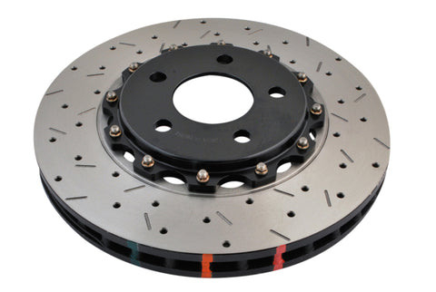 DBA 05-10 Ford Mustang GT / 11-13 V6 Front Drilled & Slotted 5000 Series 2 Piece Rotor w/ Black Hat - 52113BLKXS