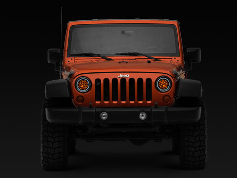 Raxiom 97-18 Jeep Wrangler TJ/JK Axial Spider LED Headlight w/ Amber DRL- Chrome Hsng (Clear Lens) - J108047