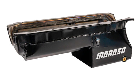 Moroso Pre-85 Chevrolet Small Block/Dart SHP Power Pouch Wet Sump 7qt 8.25in Steel Oil Pan - Black - 21017