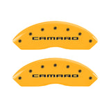 MGP 4 Caliper Covers Engraved Front Gen 5/Camaro Engraved Rear Gen 5/RS Yellow finish black ch - 14240SCR5YL