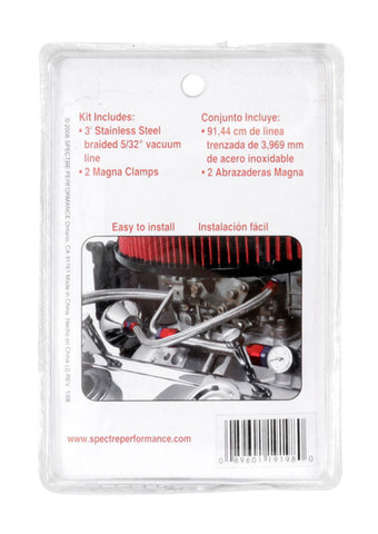 Spectre Stainless Steel Flex Vacuum Hose 5/32in. - 3ft. - Chrome - 19198