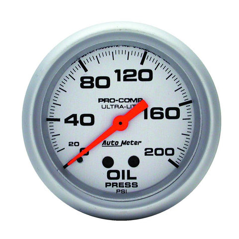 Autometer Ultra-Lite 2 5/8in Mechanical 200 PSI Oil Pressure Gauge - 4422