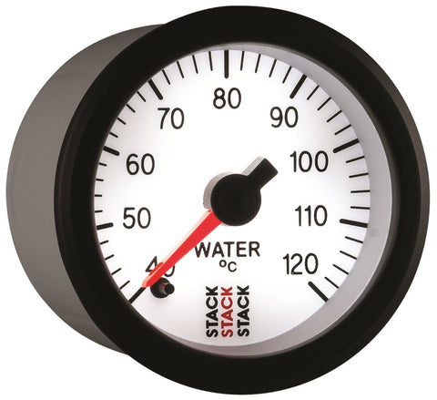 Autometer Stack 52mm 40-120 Deg C 1/8in NPTF Male Pro Stepper Motor Water Temp Gauge - White - ST3357