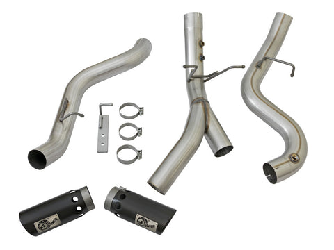 aFe LARGE BORE-HD 4in 409-SS DPF-Back Exhaust w/Dual Black Tips 2017 GM Duramax V8-6.6L (td) L5P - 49-44086-B