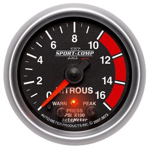 Autometer Sport-Comp II Pro Control 52mm 1600 PSI Nitrous Pressure Gauge - 3673
