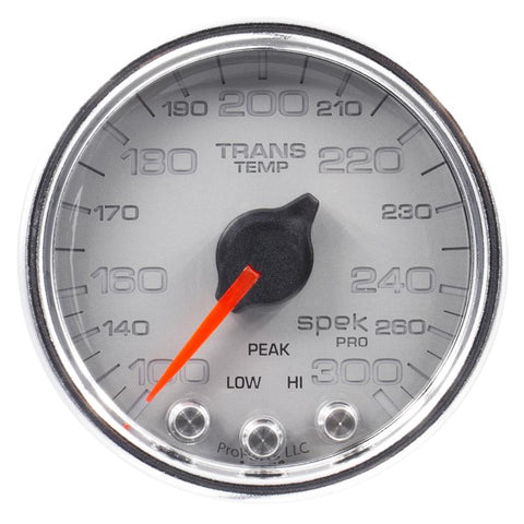 Autometer Spek-Pro Gauge Trans Temp 2 1/16in 300f Stepper Motor W/Peak & Warn Slvr/Chrm - P34221