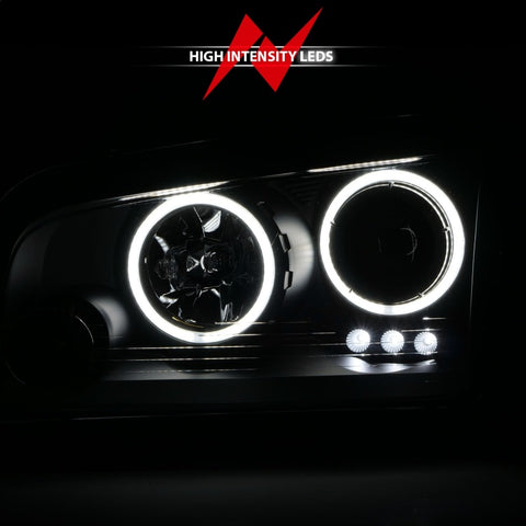 ANZO 2006-2010 Dodge Charger Projector Headlights w/ Halo Chrome (CCFL) - 121218