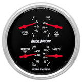 Autometer Designer Black 5in Quad Gauge - Fuel Level / Oil Pressure / Water Temperature / Voltmeter - 1410