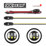 XK Glow 4In Black RGB LED Jeep Wrangler Fog Light XKchrome Bluetooth App Controlled Kit - XK042010-B