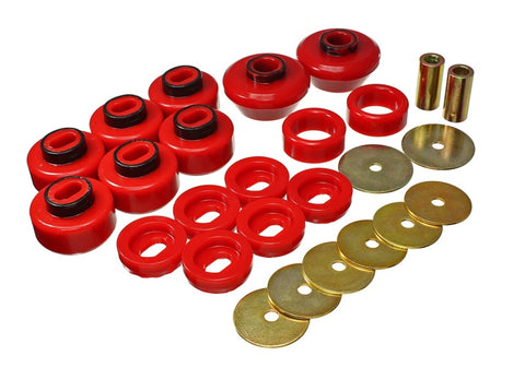 Energy Suspension 07-13 Chevrolet Silverado 1500/GMC Sierra 1500 4WD Body Mount Bushing Set - Red - 3.4175R