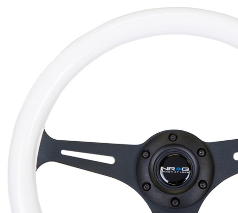 NRG Classic Wood Grain Steering Wheel (350mm) Glow-In-The-Dark Blue Grip w/Black 3-Spoke Center - ST-015BK-GL/BL