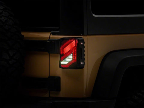 Raxiom 07-18 Jeep Wrangler JK Axial Series Trident LED Tail Lights- Blk Housing (Smoked Lens) - J173718