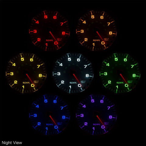 Autometer Spek-Pro Gauge Tach 2 1/16in 11K Rpm W/ Shift Light & Peak Mem Blk/Smoke/Blk - P33652