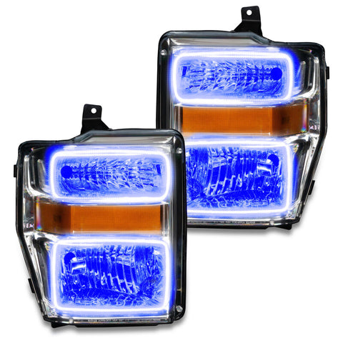 Oracle 08-10 Ford F250/350 Pre-Assembled Halo Headlights- Chrome Housing - w/o Controller - 7189-334