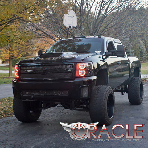Oracle 07-13 Chevrolet Silverado LED Round Style Headlight Halo Kit - Red - 2639-003