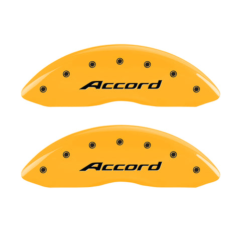 MGP 4 Caliper Covers Engraved Front Accord Engraved Rear Accord Yellow finish black ch - 20219SACCYL