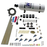 Nitrous Express 8 Cyl Piranha Direct Port 4 Solenoids Nitrous Kit (200-500HP EFI Jets) w/15lb Bottle - 80001EFI-15