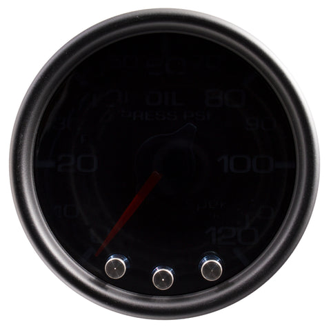 Autometer Spek-Pro Gauge Oil Press 2 1/16in 120psi Stepper Motor W/Peak & Warn Blk/Smoke/Blk - P32552