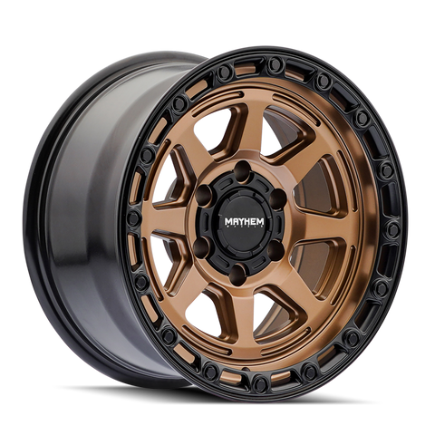 Mayhem 8306 Ridgeline 17x8.5 / 5x127 BP/ -6mm Offset / 78.1mm Hub Satin Bronze/Black Lip Wheel - 8306-7873BZ