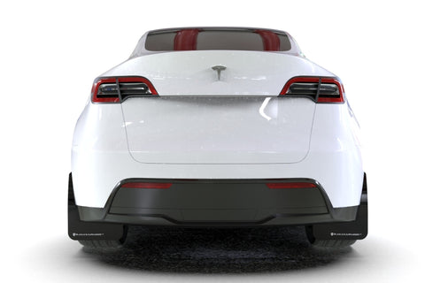 Rally Armor 20-26 Tesla Model Y, Juniper Y Black Mud Flap - Metallic Black Logo - MF72-UR-BLK/MBK