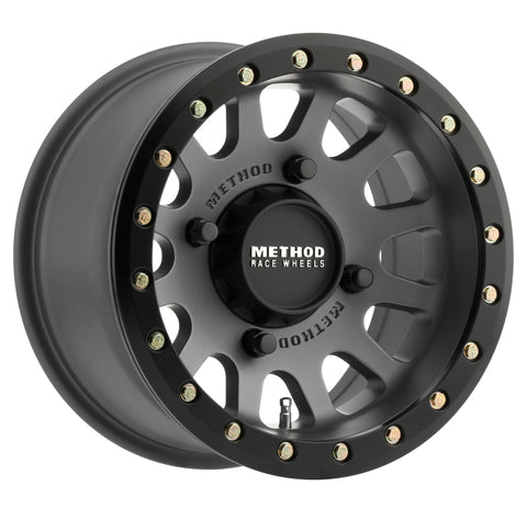 Method MR401 UTV Beadlock 15x7 / 4+3/13mm Offset / 4x156 / 132mm CB Titanium Wheel- Matte Black Ring - MR40157046843B