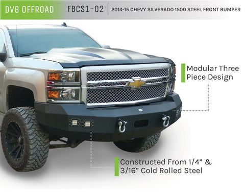 DV8 Offroad 14-18 Chevrolet Silverado 1500 Front Bumper - FBCS1-02