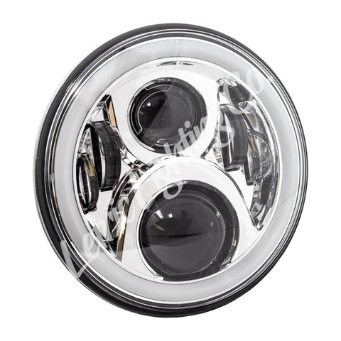 Letric Lighting 7in Led Chrome Full-Halo Indian - LLC-ILHC-7DC
