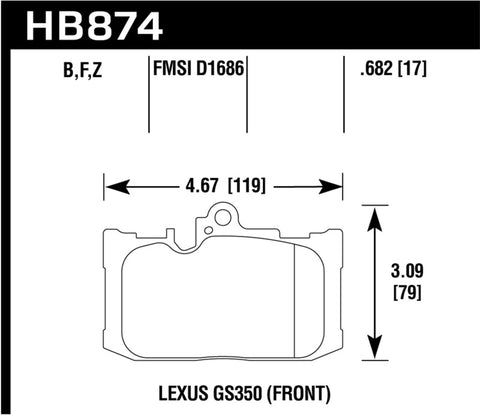 Hawk 13-19 Lexus GS350 / 15-19 Lexus RC350 HPS 5.0 Front Brake Pads - HB874B.682