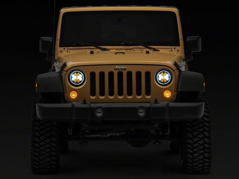 Raxiom 07-18 Jeep Wrangler JK Axial Spider LED Headlights w/Angel Eye Halo- Blk Housing (Clear Lens) - J152602