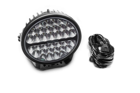 Go Rhino Xplor Blackout Series Round LED Sgl Driving Kit w/DRL (Surface/Thread Stud Mnt) 9in. - Blk - 751700911DRS
