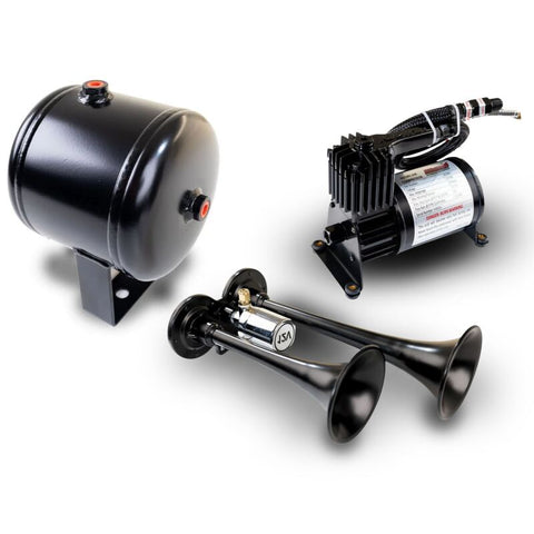 Kleinn Dual Chrome Horn Kit w/ 120 PSI Air Compressor / 0.5 gal Air Tank - HK1