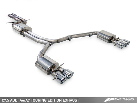 AWE Tuning Audi C7.5 A7 3.0T Touring Edition Exhaust - Quad Outlet Chrome Silver Tips - 3015-42070
