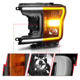 ANZO 2018-2020 Ford F-150 Projector Headlight w/ Plank Style Switchback Black Housing - 111509