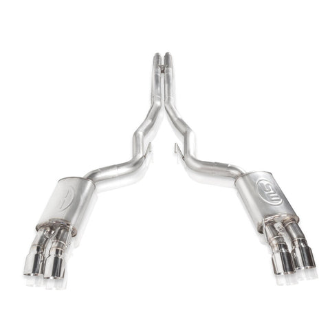 Stainless Works 2018+ Ford Mustang GT 3in Redline Series Catback H-Pipe w/Active Valves & Quad Tips - M18CBHFCV