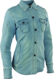 Speed and Strength Speed Society Armored Moto Shirt Denim Blue Womens - XS - 892278