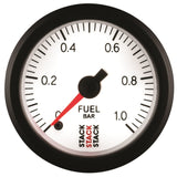 Autometer Stack 52mm 0-1 Bar M10 Male Pro Stepper Motor Fuel Pressure Gauge - White - ST3353